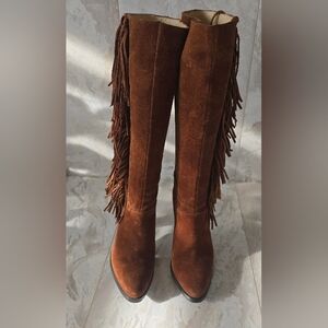 Michael Kors Brown Suede Fringe Knee-High Boots
